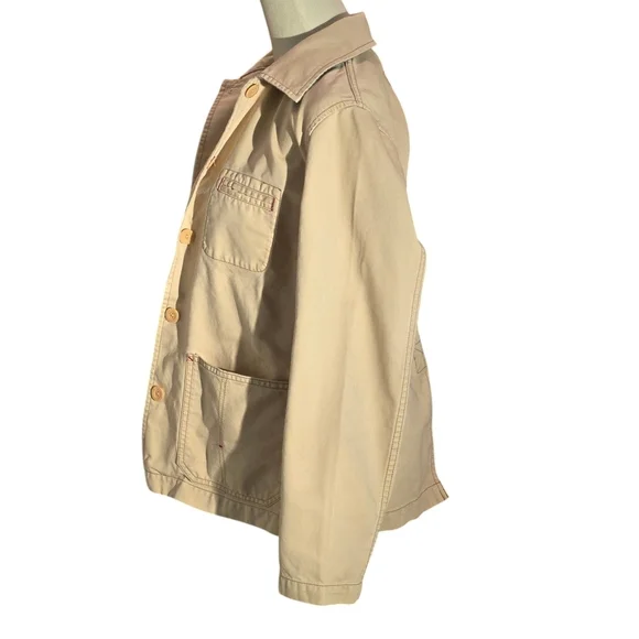 Eddie Bauer Women's M Beige Tan 100% Baumwolle (Cotton) Field Jacket Button Up - Picture 4 of 16